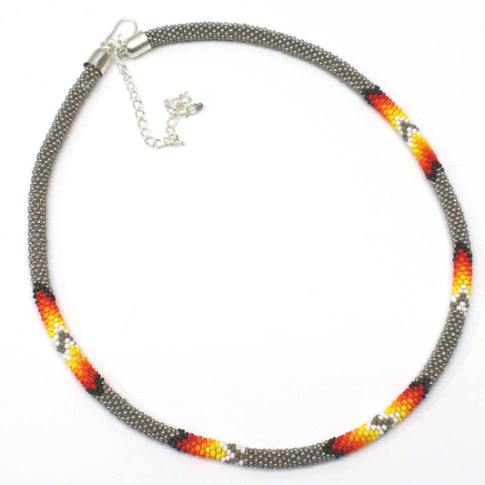 Handmade beaded Gray woven Rope necklace