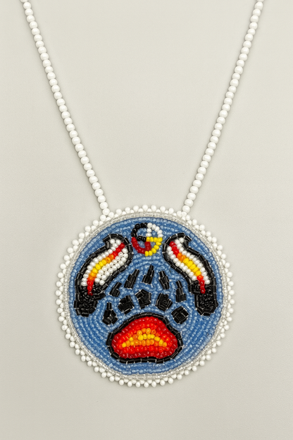 Beaded Bear Paw Applique – 3” Diameter, Handmade with Czech Beads