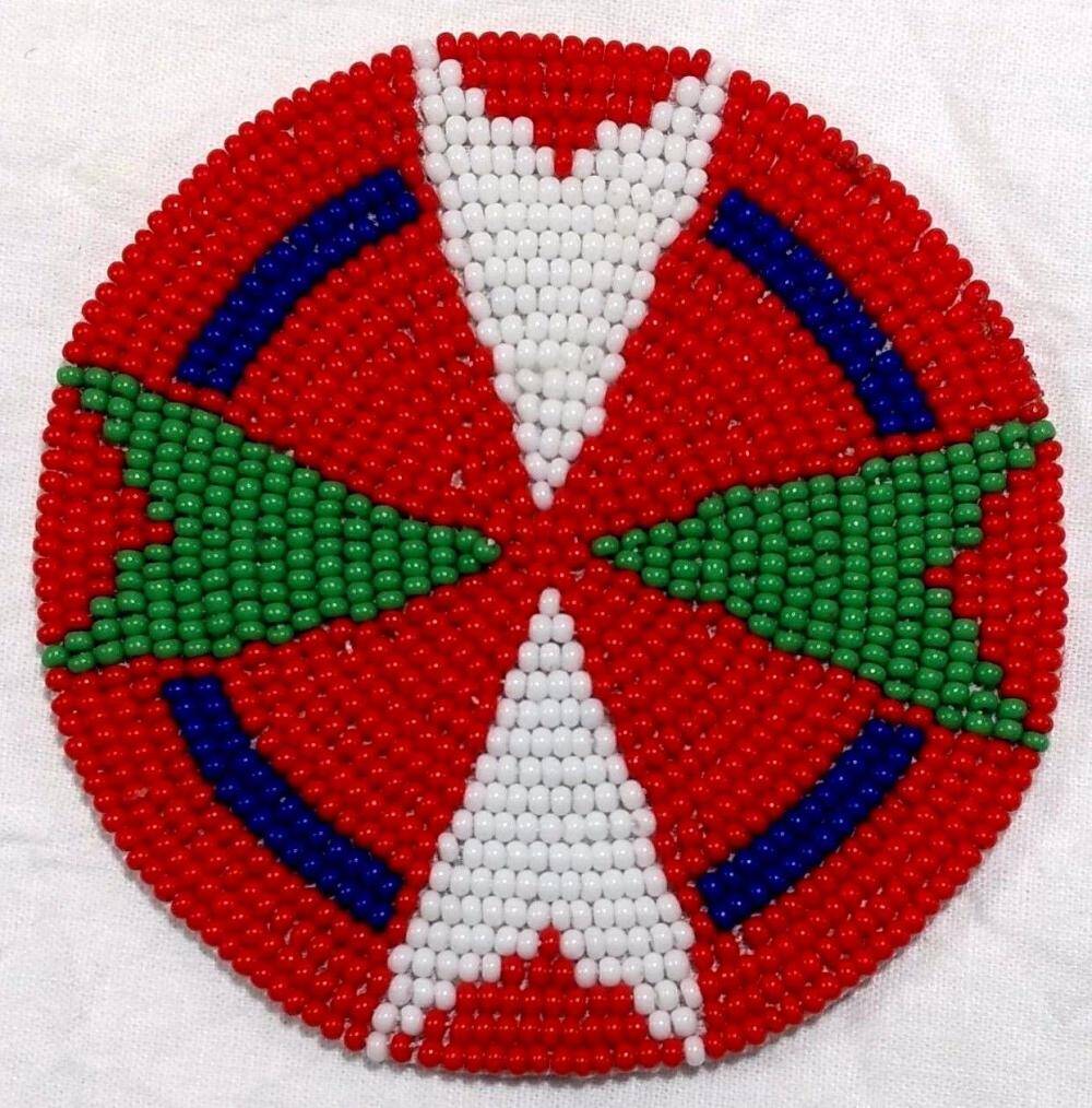 Red White Green Handmade Beaded Rosette