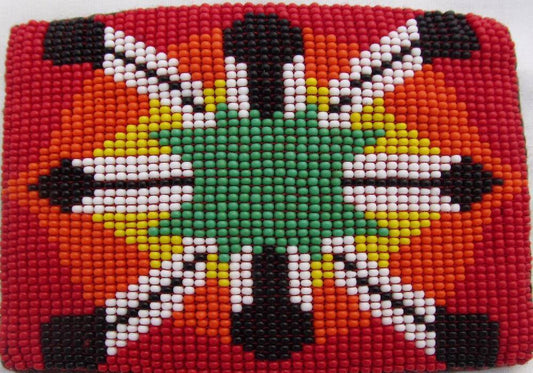 Large 5 Inch Southwestern Native American Rectangular Beaded Buckle