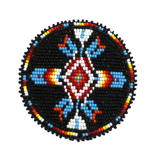 Handmade beaded Black Cyan Blue 3 inch rosette