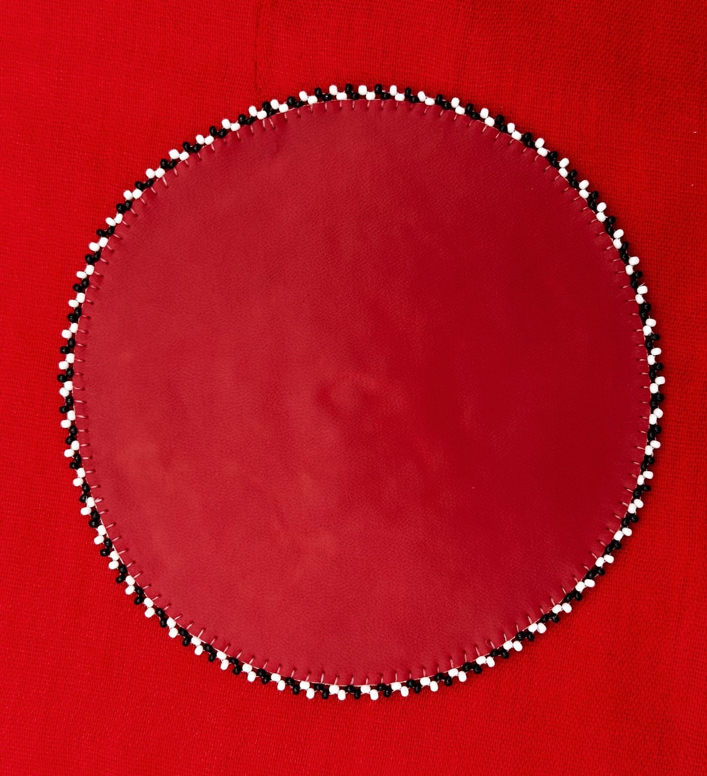 Handmade Beaded 5 Inch Thunderbird White Red Rosette - Native American Style