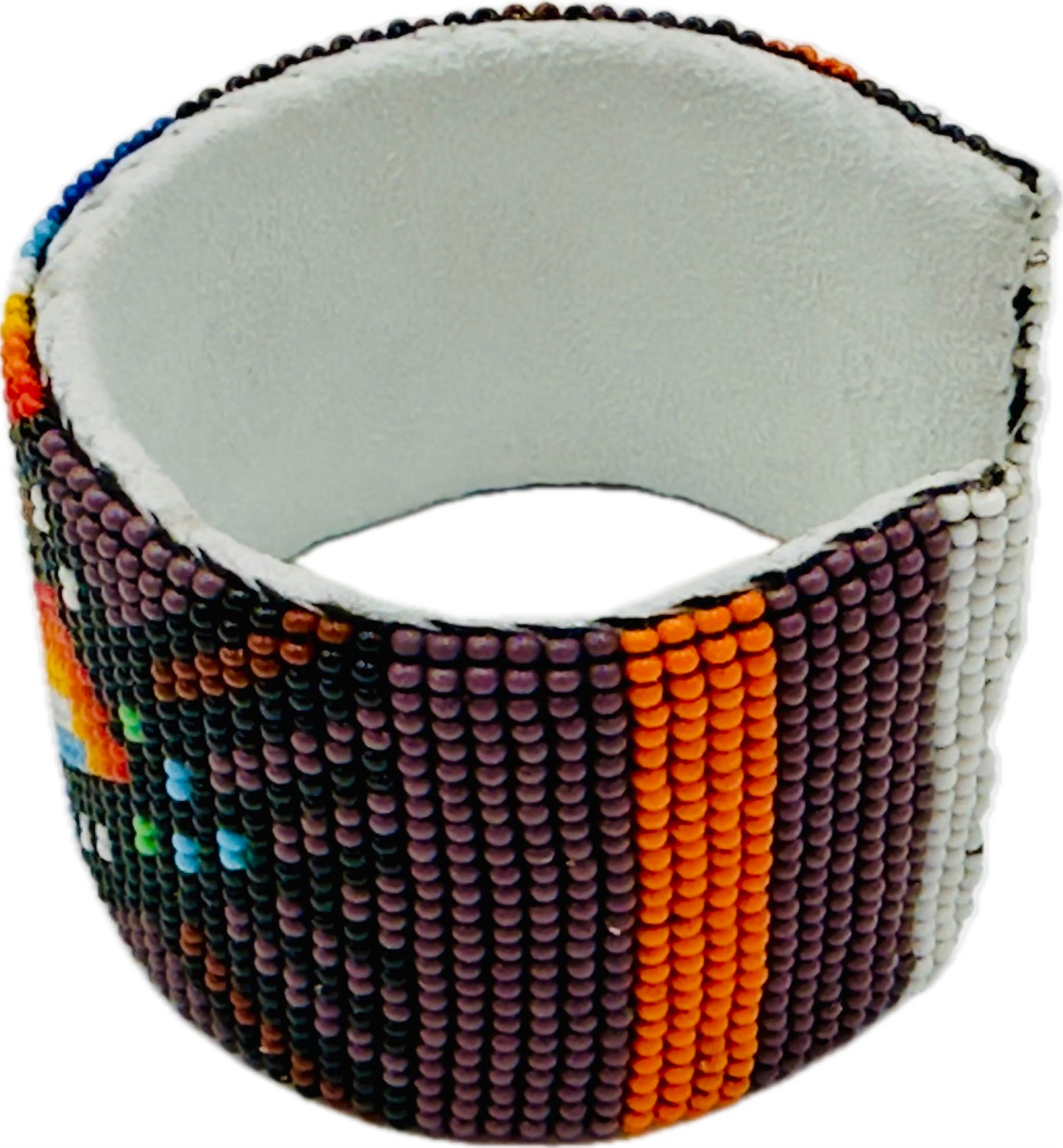 Handmade beaded Purple Multicolored Hard Cuff bracelet
