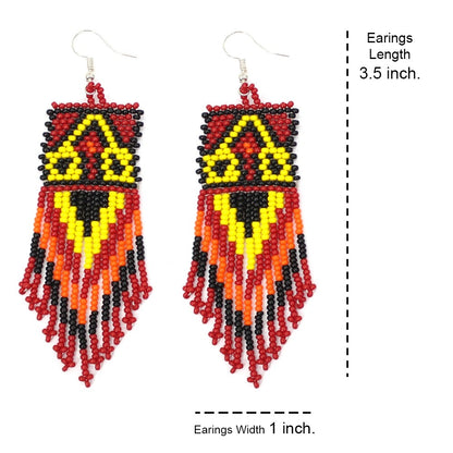 Handmade Beaded Red Black Seed Bead Native Style Earrings