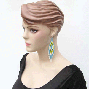 Handmade Beaded Turquoise Blue Seed Beaded Earrings