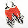 New Women Red Black Handcrafted Native Style Fashion Hook Earrings E8/23