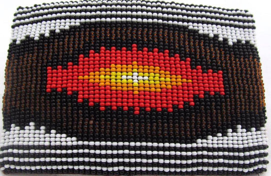 Large 5 Inch Southwestern Native American Rectangular Beaded Buckle