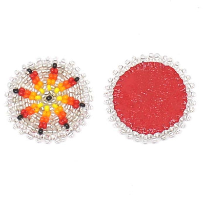 Handmade beaded 2x1.2 inch Silver rosettes
