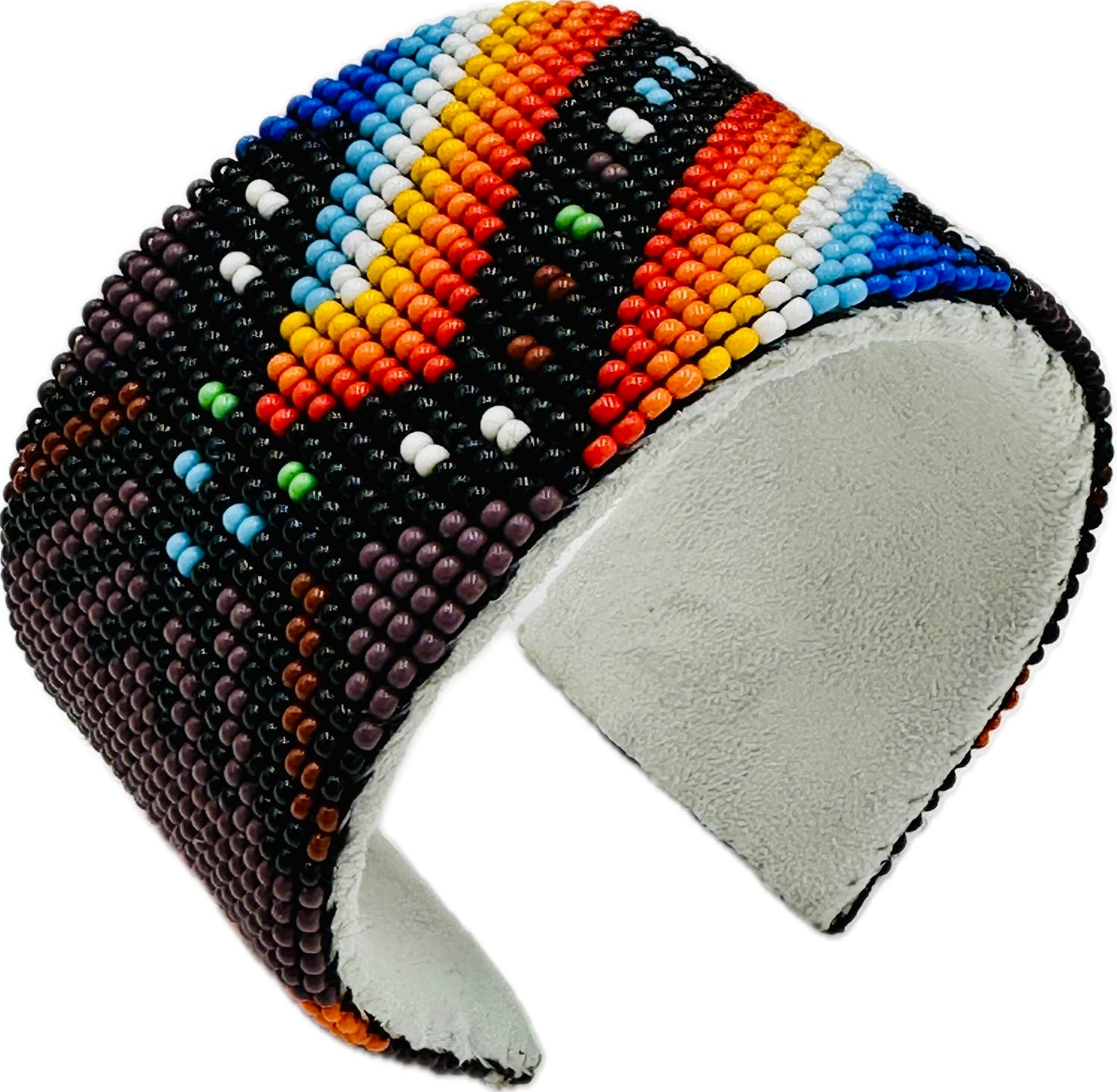 Handmade beaded Purple Multicolored Hard Cuff bracelet