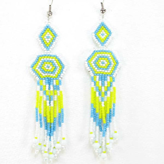 Handmade Beaded Yellow Seed Bead Earrings