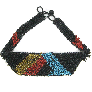 Handmade Beaded Black Seed Bead Choker Necklace Earrings Set