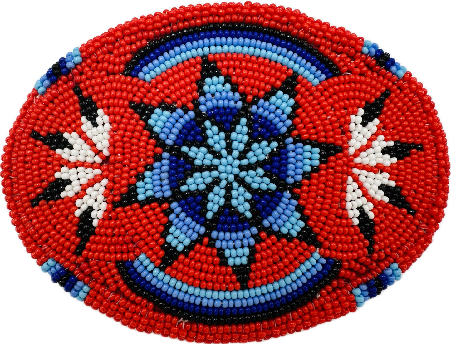 Handmade beaded Red Blue Cowboy Buckle