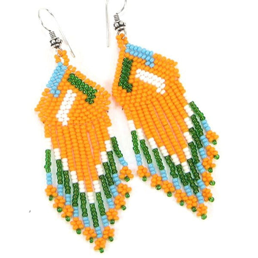 Orange Green Seed Beads Earrings