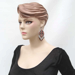 Black Light Grey Red Seed Beads Beaded Earrings Fringe