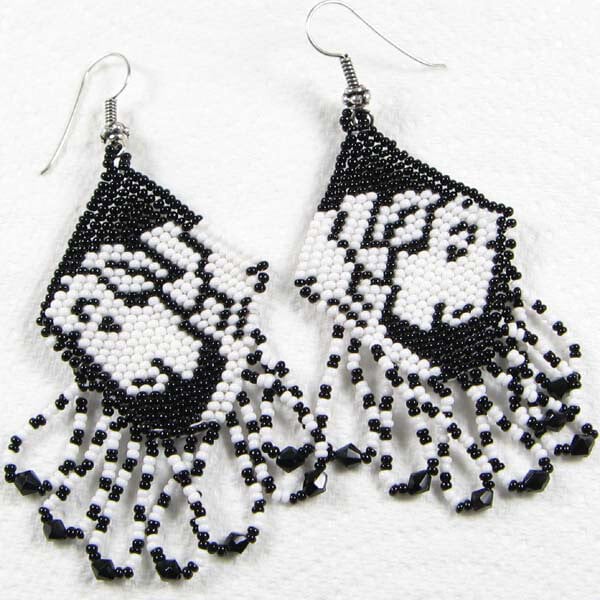 Handmade beaded Black & White Beaded Sheep Earrings