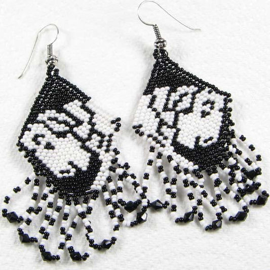Handmade beaded Black & White Beaded Sheep Earrings
