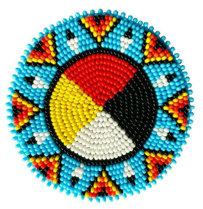 New Handmade Four Directions Beaded Appliques Rosette 2.7”