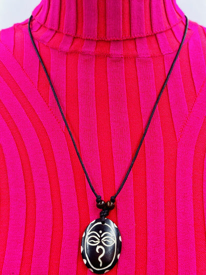 Handmade Tibetan Adjustable Om/Eyes of The Buddha Necklace