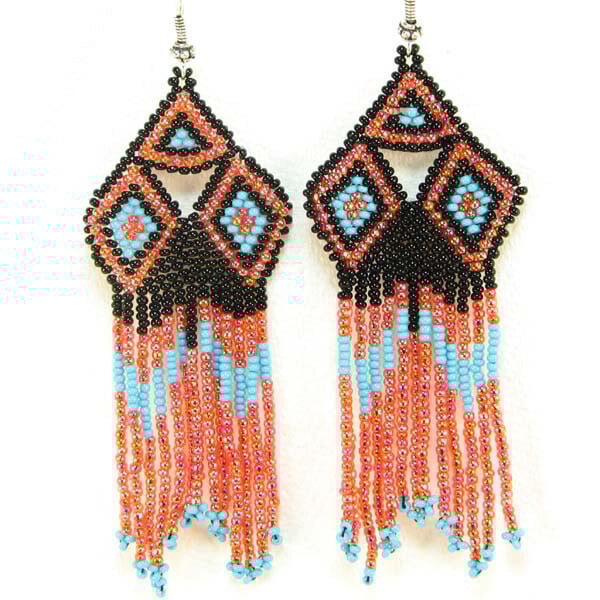 Handmade Beaded Black Seed Bead Earrings
