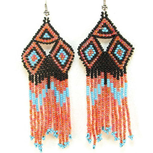Handmade Beaded Black Seed Bead Earrings