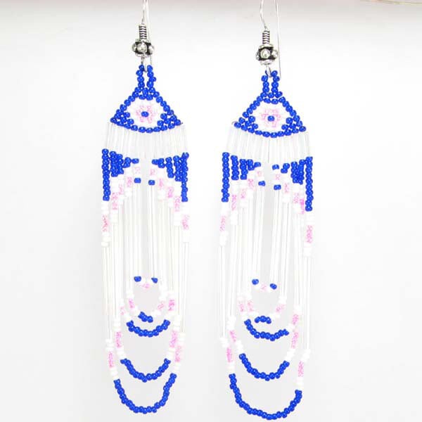 Handmade Beaded Blue Seed Bead Earrings