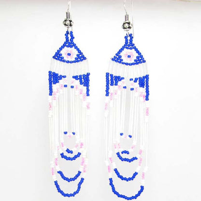 Handmade Beaded Blue Seed Bead Earrings