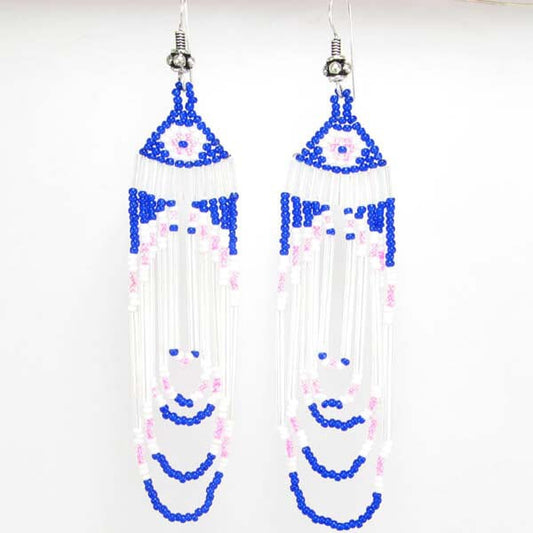 Handmade Beaded Blue Seed Bead Earrings