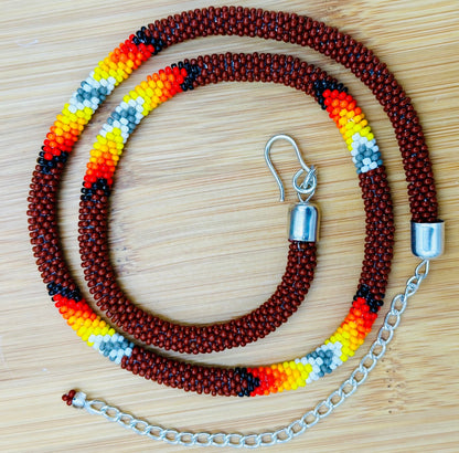 Handmade beaded Brown woven Rope necklace
