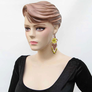 Handmade Copper Yellow Beaded Flower Earrings
