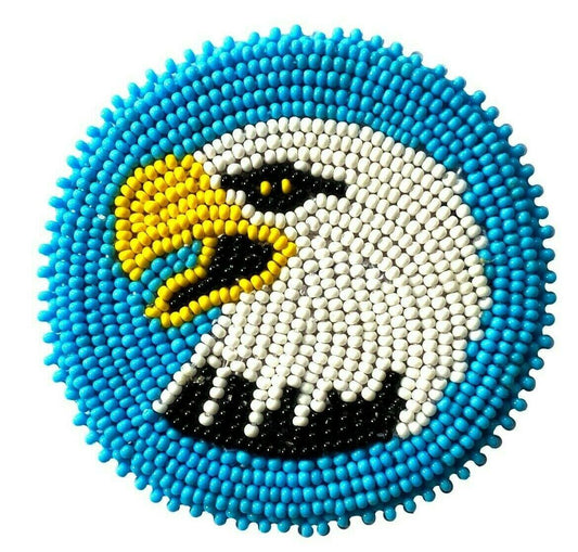 New Handmade Bald Eagle Beaded Craft Appliques Rosette R58/16