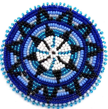 Handmade Beaded ethnic Blue Rosette 2-1/2 Inch size