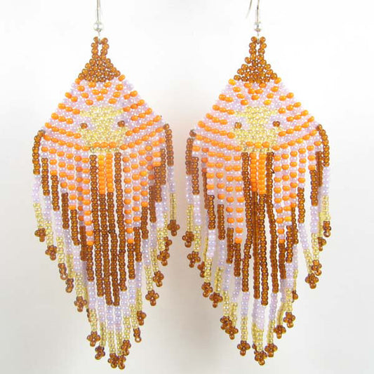 Peach & Brown Tutankhamun Beaded Earrings