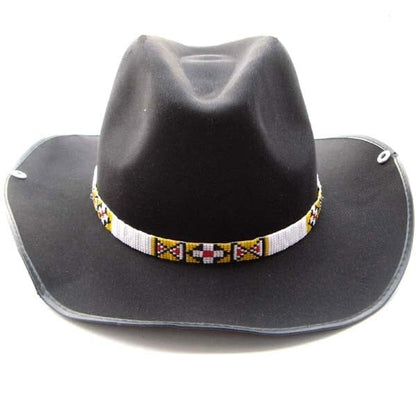 White Red Yellow Seed Beaded Waist Belt Cowboy Hat Band 1/2 Inch