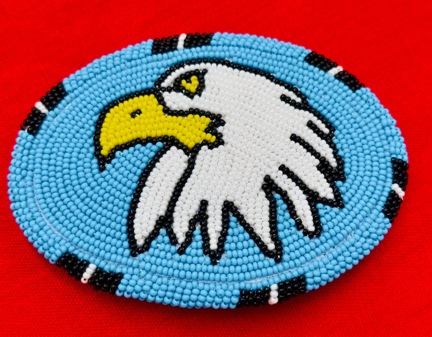 Handmade beaded Cyan Blue Bald Eagle Buckle