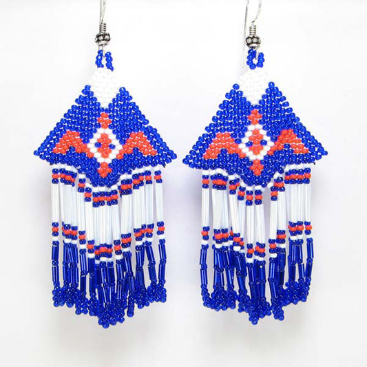 Handmade Beaded Blue Seed Beaded Eagle Earrings