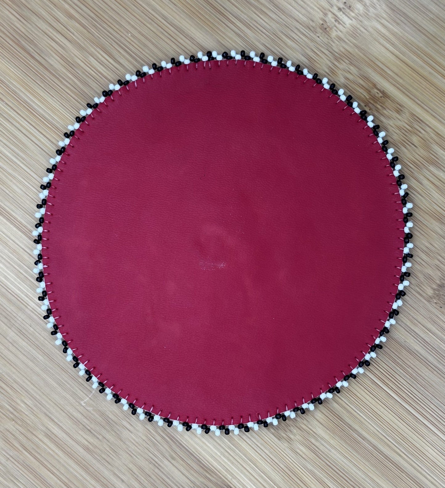 Handmade Beaded 5 Inch Thunderbird White Red Rosette - Native American Style