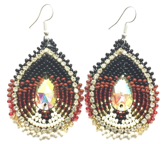 Handmade Beaded Brown Black Fashion Hook Earrings