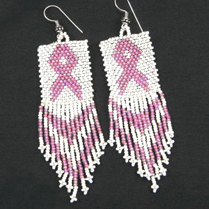 Pink Ribbon Breast Cancer Awareness Beaded Earrings