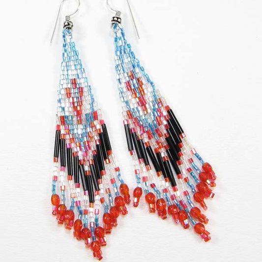 Handmade Beaded Red Seed Bead Earrings