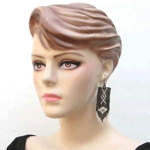 Handmade Beaded Black Seed Bead Big Earrings