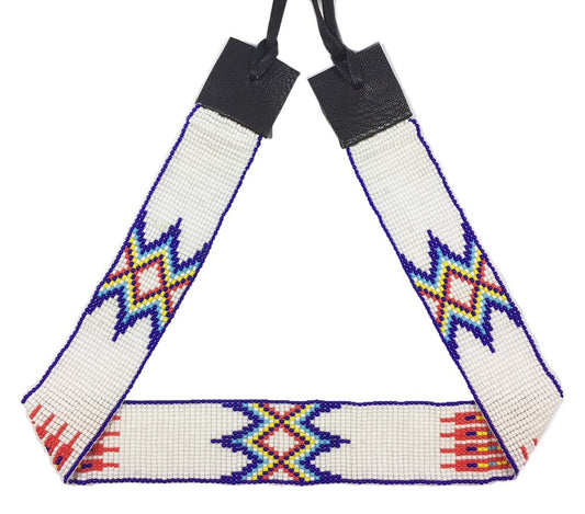 White Red Blue Beaded Handmade Cowboy Style Hatband