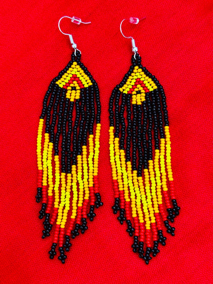 Handmade beaded Black Orange hook native style earring