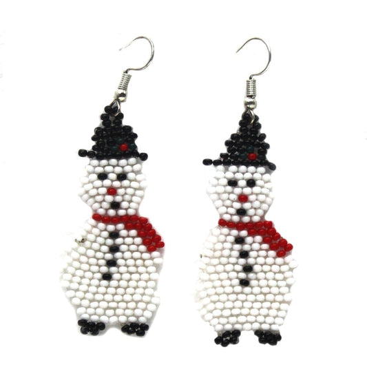 Handmade Holiday Snowman Christmas Fashion Hook Earrings