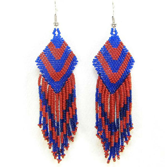 Handmade Beaded Red Seed Bead Earrings