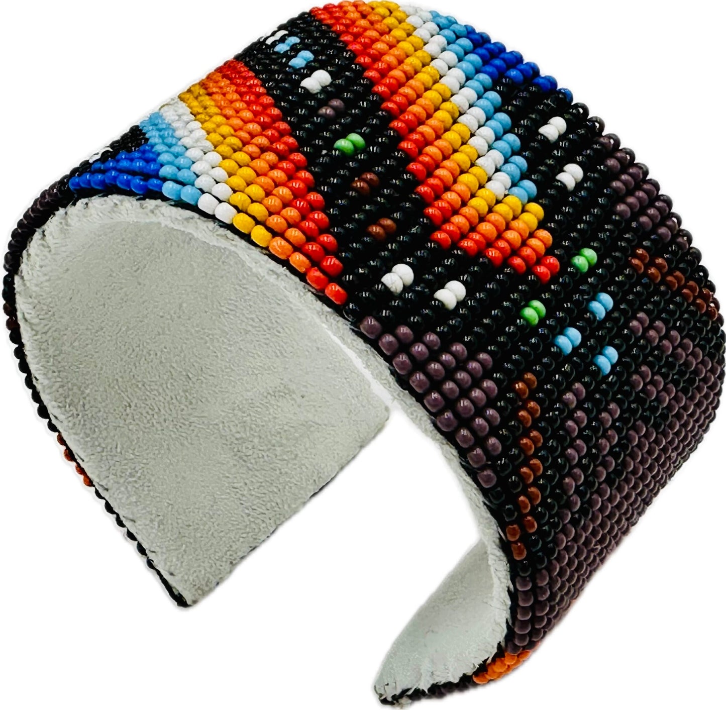 Handmade beaded Purple Multicolored Hard Cuff bracelet
