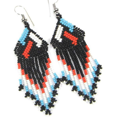Handmade Beaded Black Seed Bead Big Earrings