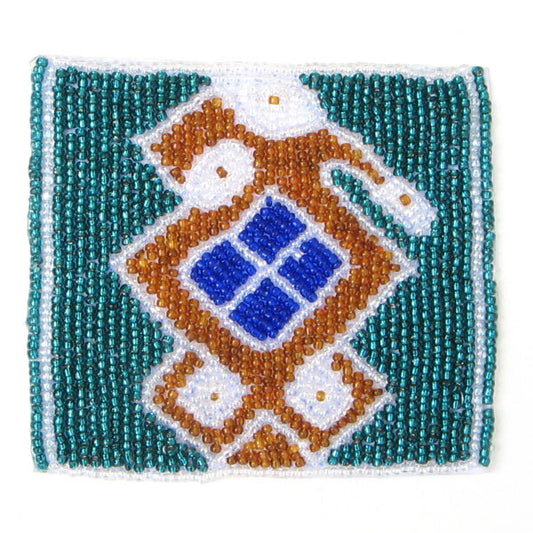 Green Brown Seed Beaded Elephant Beadwork Iron On Applique Patch Handmade