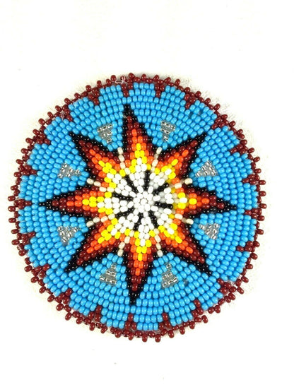 Native Style Handmade Turquoise Blue Star Beaded Appliques Rosette Q53/15