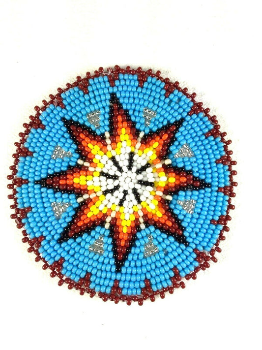 Native Style Handmade Turquoise Blue Star Beaded Appliques Rosette Q53/15