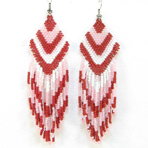 Handmade Beaded Red Seed Bead Earrings